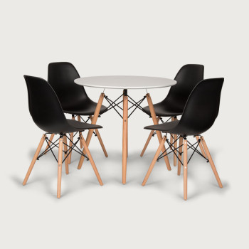 Eames 5 Piece Dining Set - W80, Black