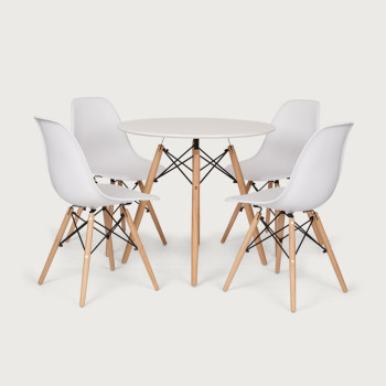 Eames 5 Piece Dining Set - W80, White