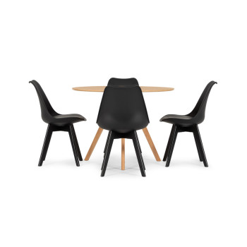 Carson 5 Piece Dining Set - W100, Oak/Black/Black