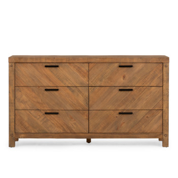 Chevron 6 Drawer Lowboy, Pine