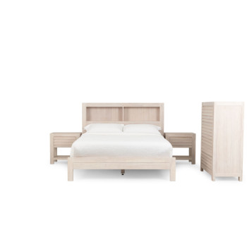 Haven 4 Piece Bedroom Set with Queen Bed Frame, White