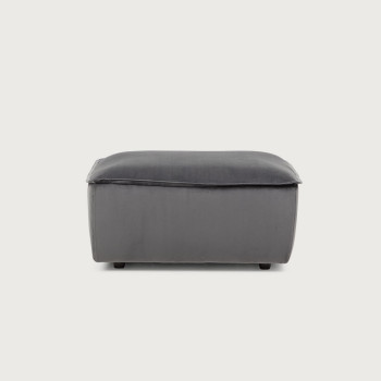 Dezi Velvet Modular Ottoman, Grey