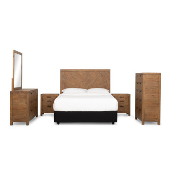 Chevron 6 Piece Bedroom Set with Double/Queen Headboard