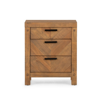 Chevron 3 Drawer Bedside, Pine