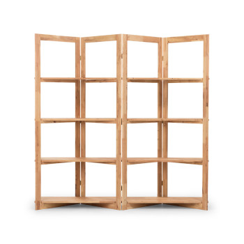 Woodwall Room Divider With Shelves, Light