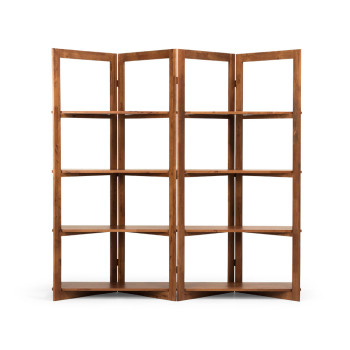 Woodwall Room Divider With Shelves, Dark