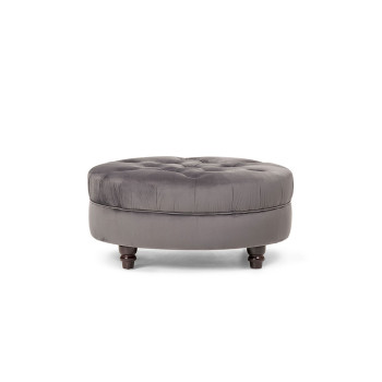 Elyse Velvet Ottoman, Steel