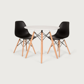 Eames 3 Piece Dining Set - W80, Black