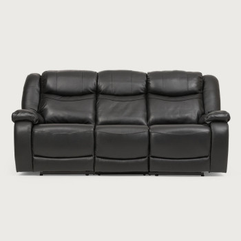 Phoebe Leather 3 Seater Recliner, Black