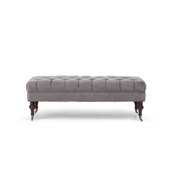 Elyse Velvet Bench Seat, Steel