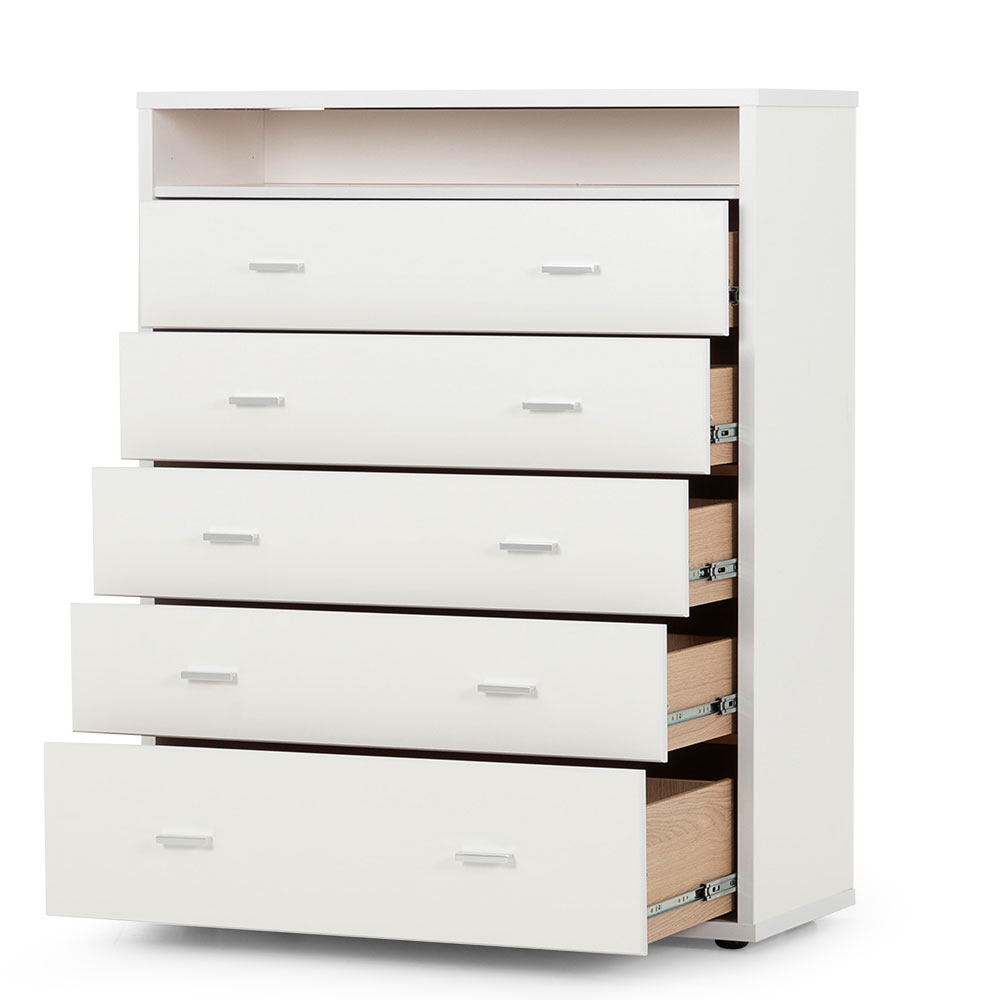 Alfie 5 Drawer Chest - W100, White