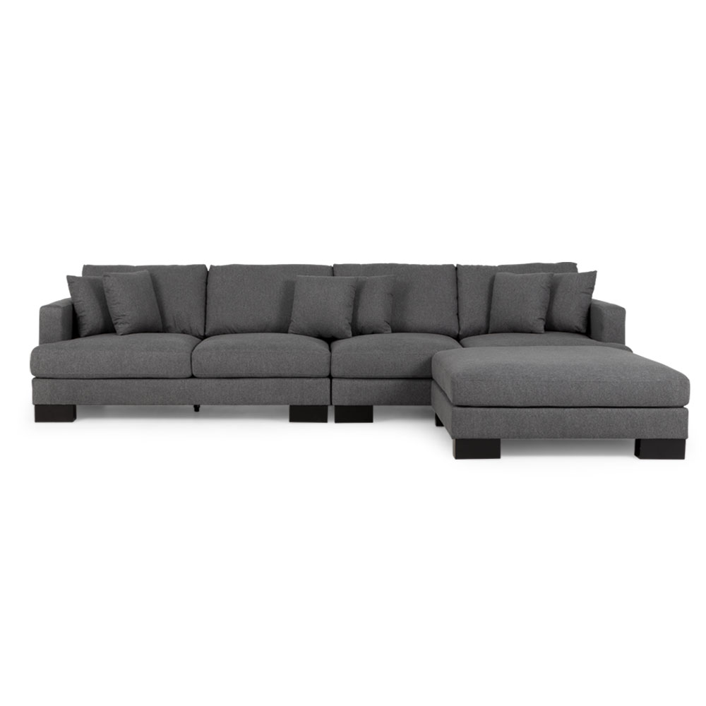 Mayfield Modular 5 Seater Sofa With Ottoman, Dark Grey