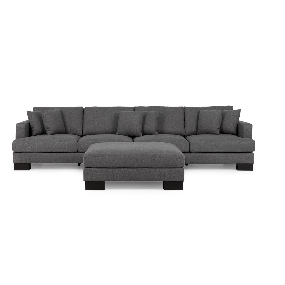 Mayfield Modular 5 Seater Sofa With Ottoman, Dark Grey