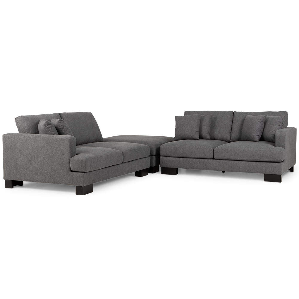 Mayfield Modular 5 Seater Sofa With Ottoman, Dark Grey