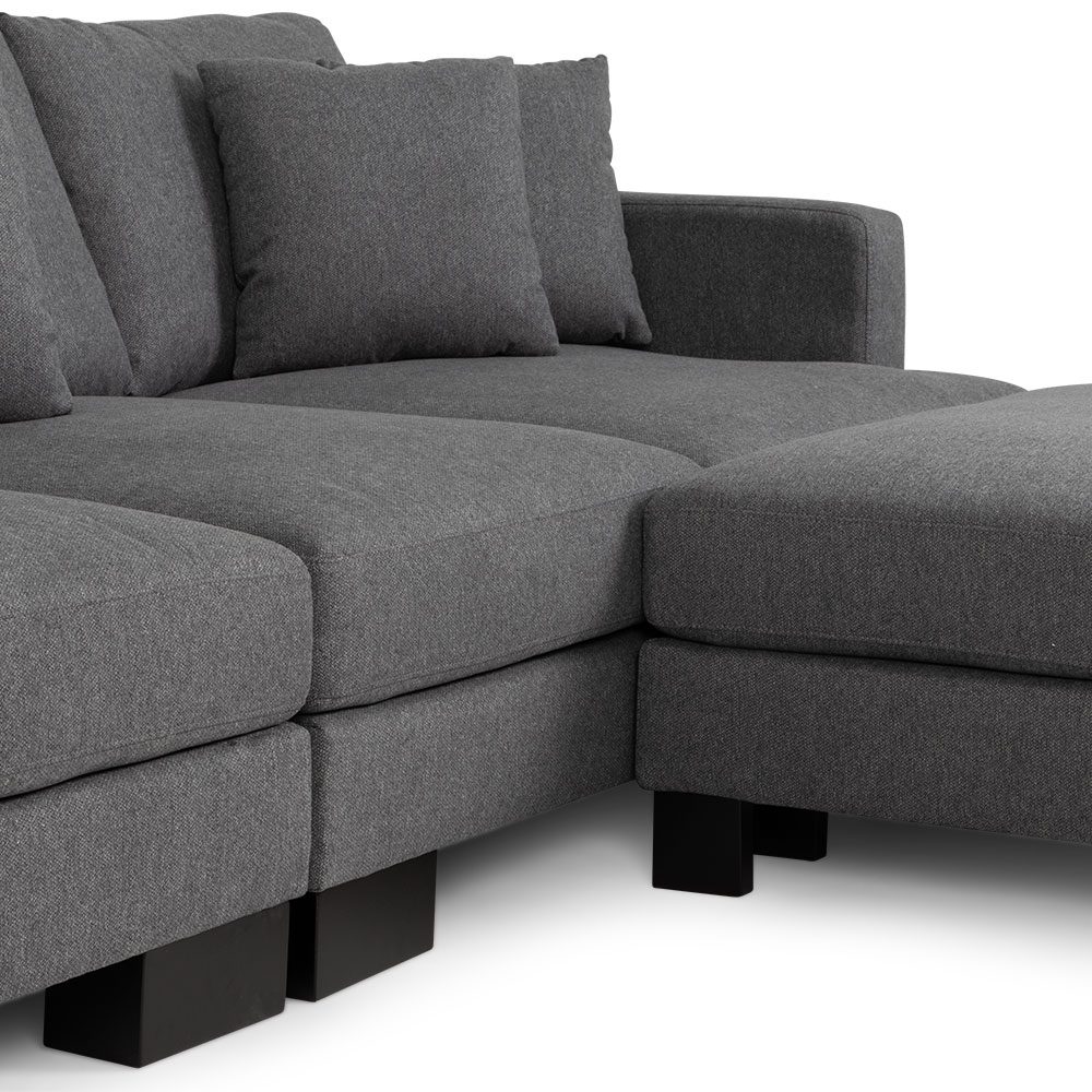 Mayfield Modular 5 Seater Sofa With Ottoman, Dark Grey