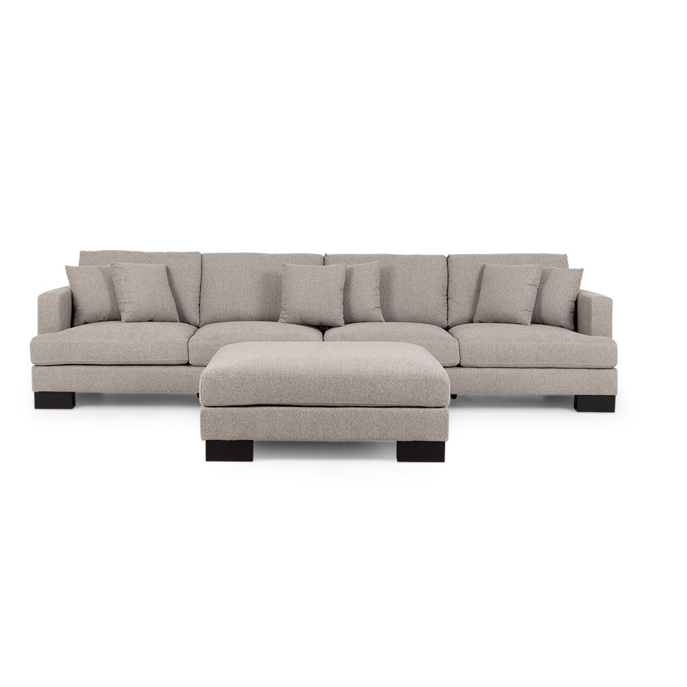 Mayfield Modular 5 Seater Sofa With Ottoman, Light Grey