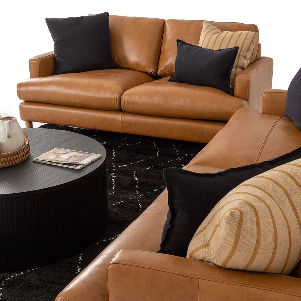 Brooklyn 2 Seater Leather Sofa, Tan