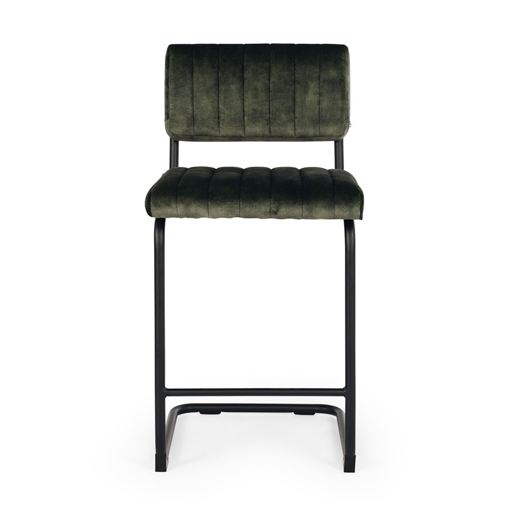 Jude Velvet Barstool, Moss Green