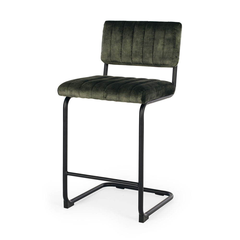 Jude Velvet Barstool, Moss Green