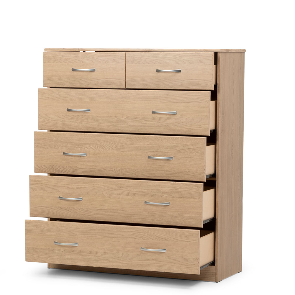 Devon 6 Drawer Tallboy, Oak