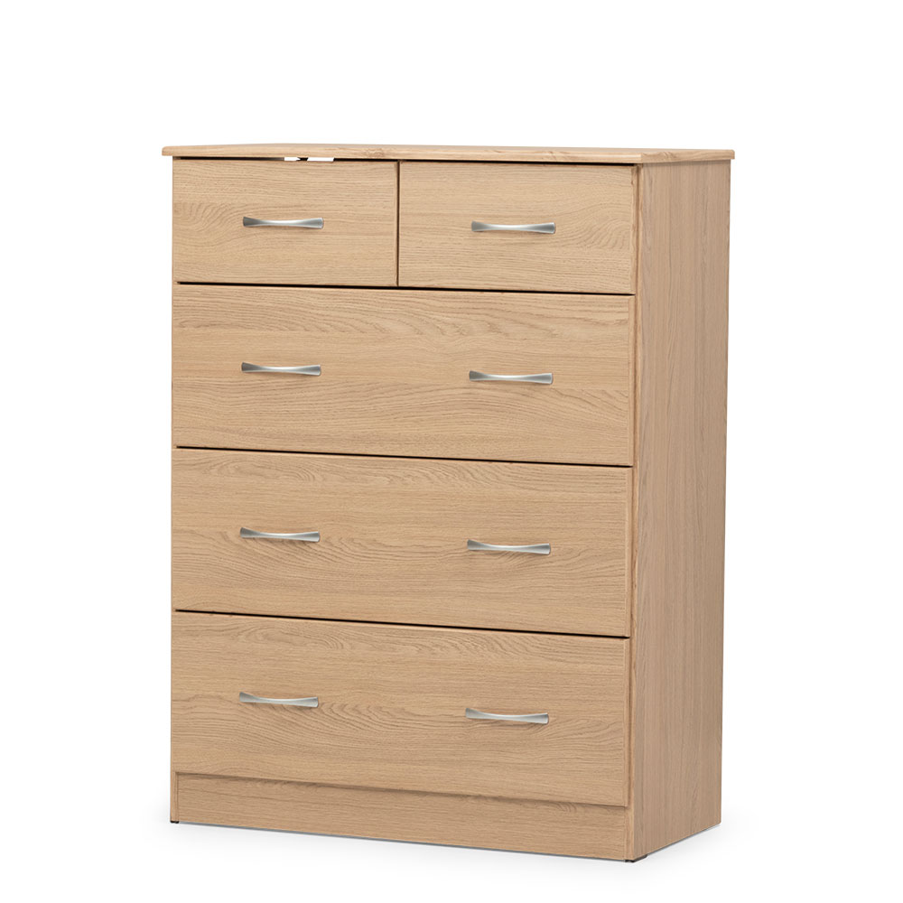 Devon 5 Drawer Tallboy, Oak