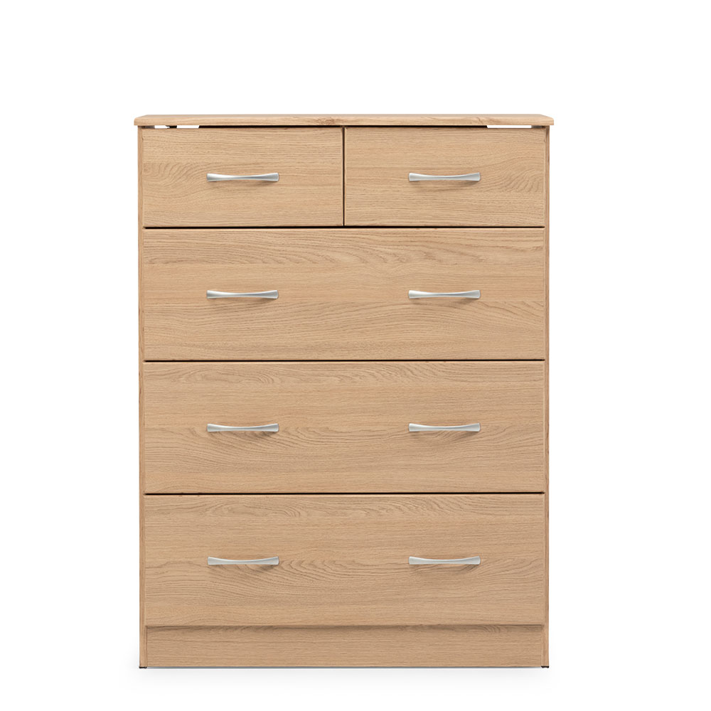 Devon 5 Drawer Tallboy, Oak