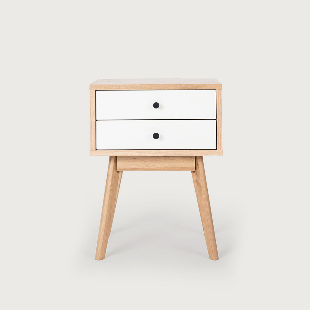 Duvall 2 Drawer Bedside, White