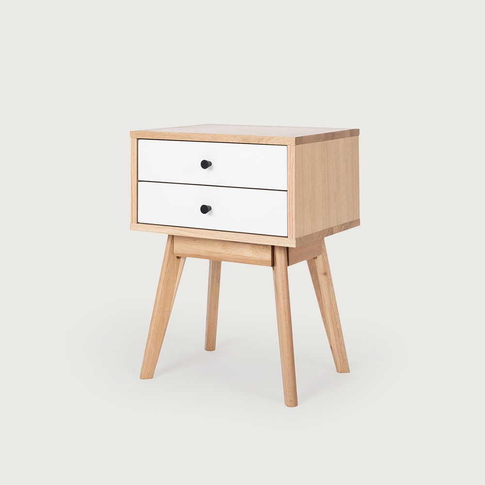 Duvall 2 Drawer Bedside, White