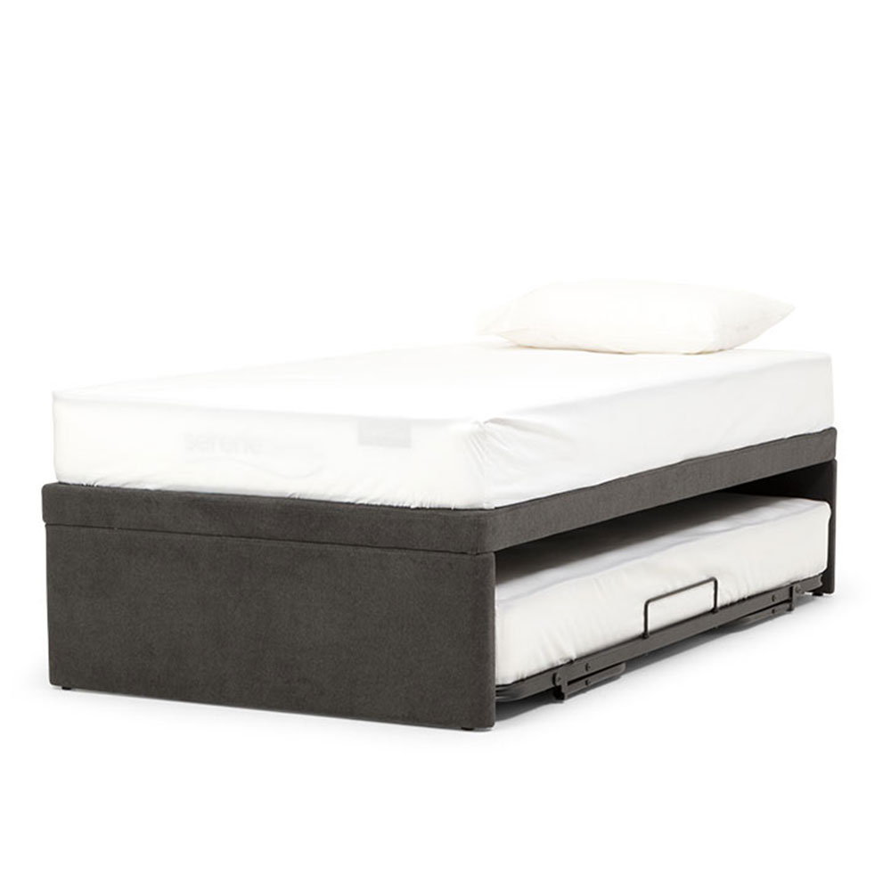 Serene King Single/ Single Trundle Bed Frame, Charcoal