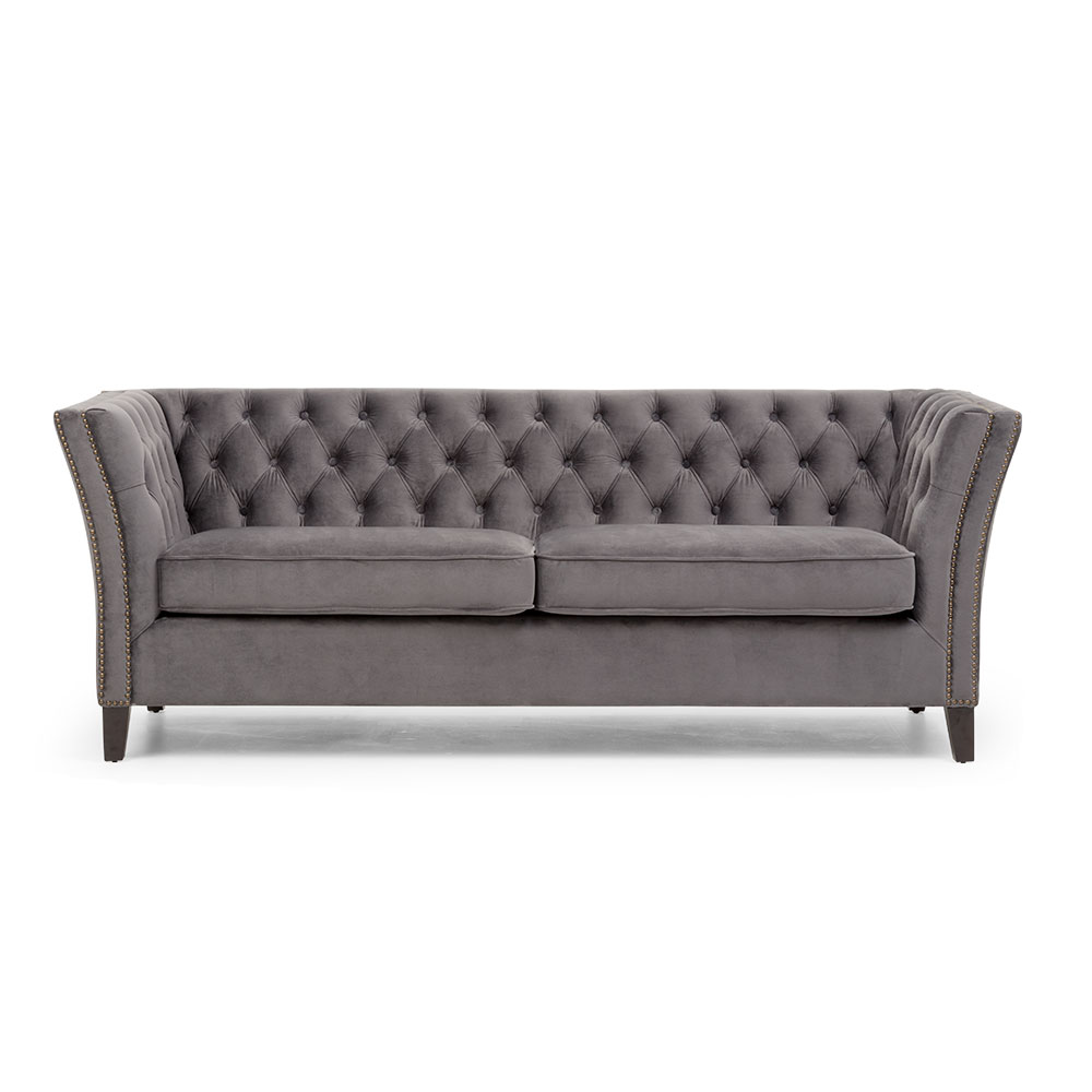 Elyse Velvet 3 Seater Sofa, Steel