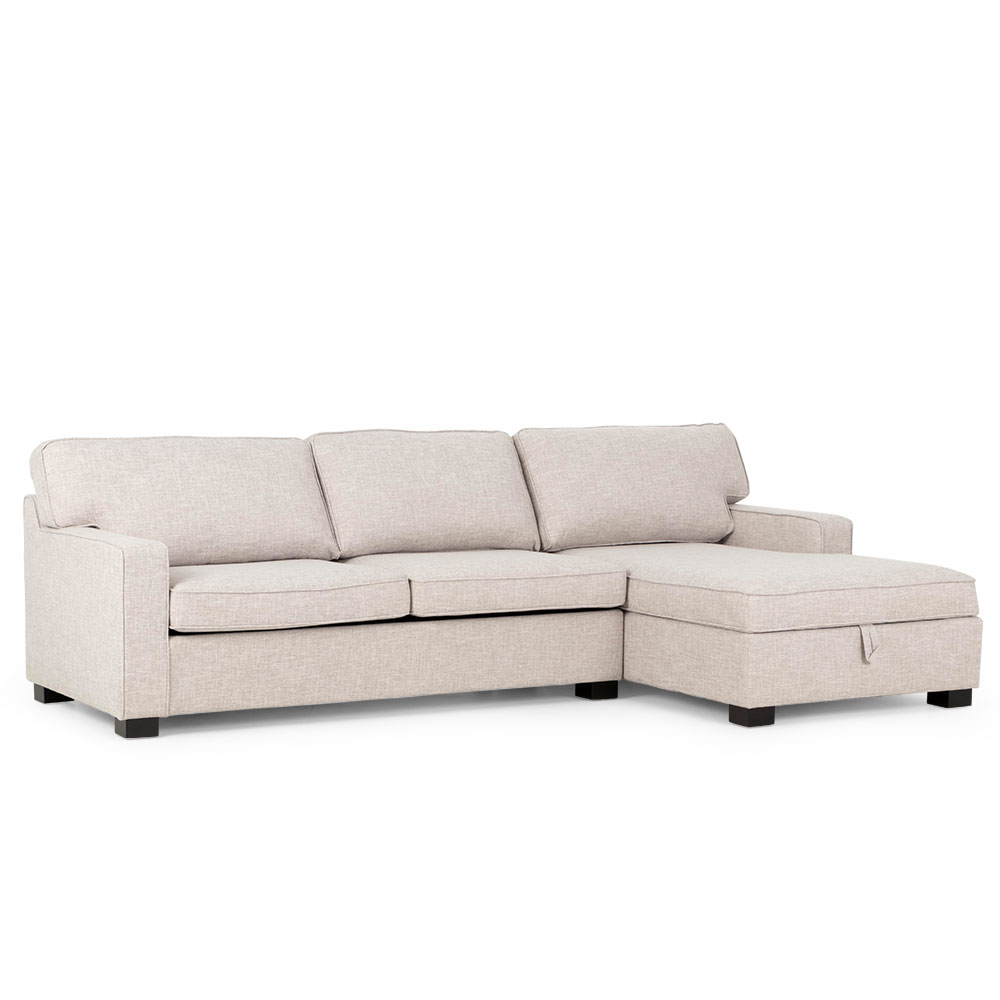 Haines Sofa Bed With Chaise, Light Grey