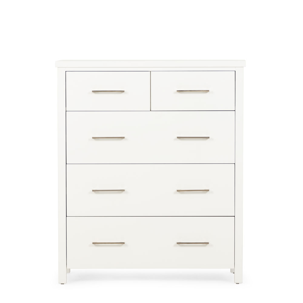 Miller 5 Drawer Tallboy, White