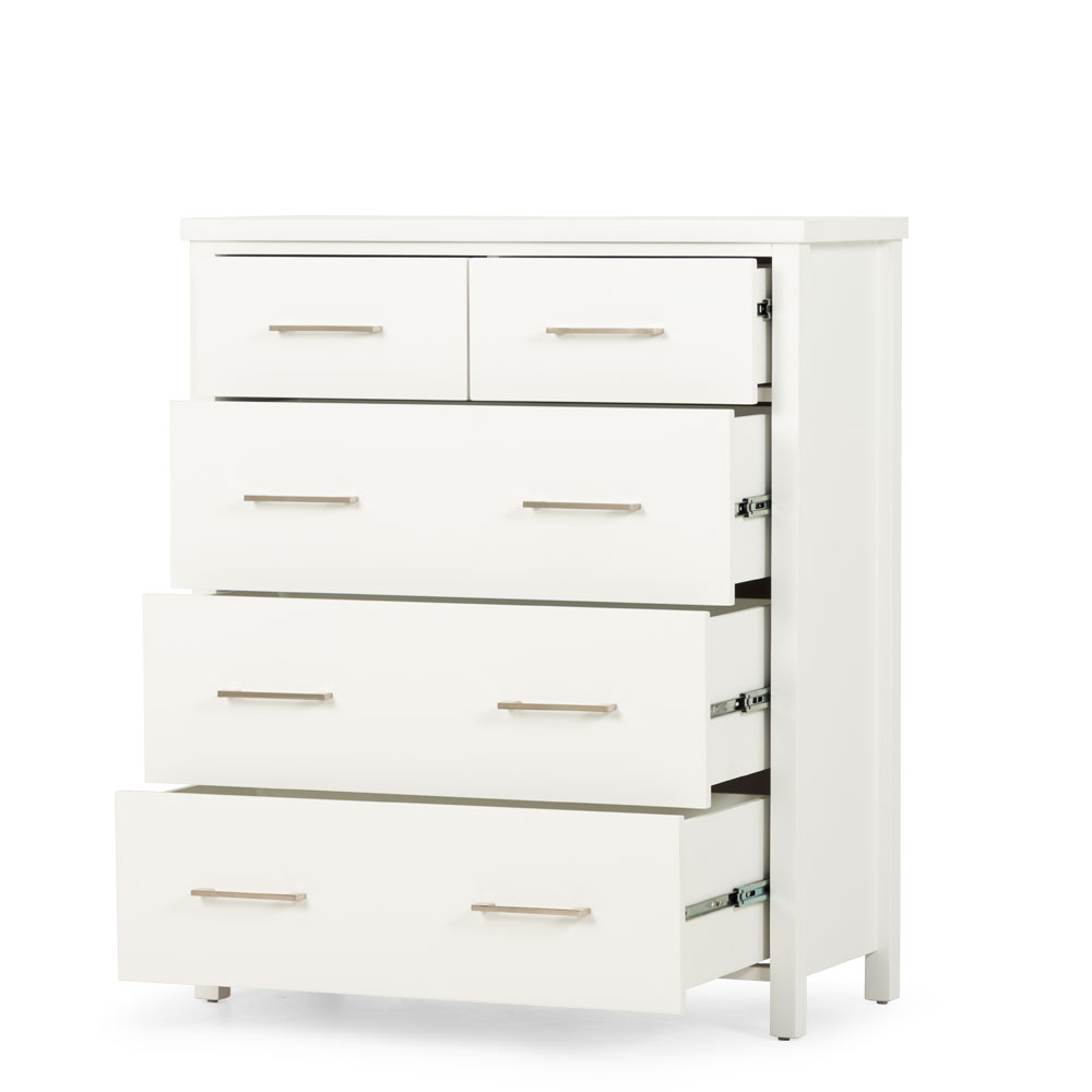 Miller 5 Drawer Tallboy, White