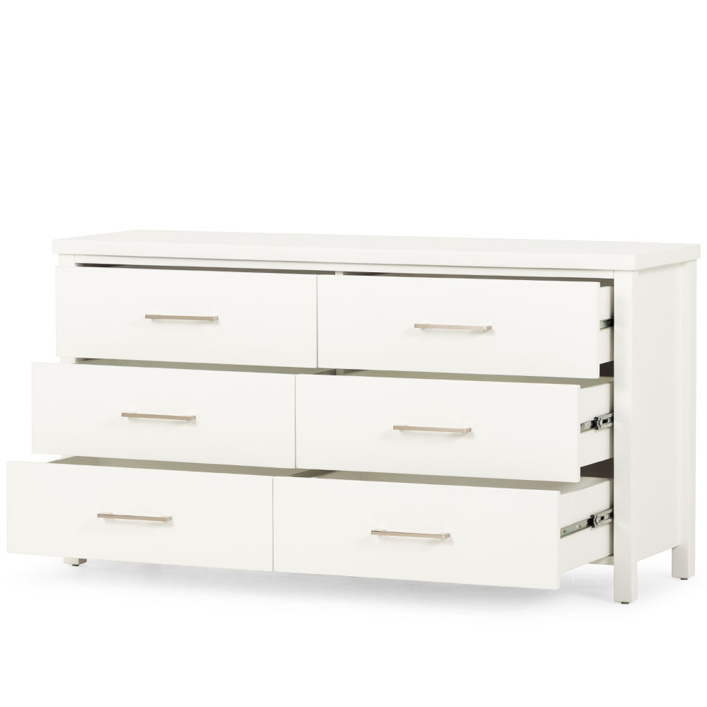 Miller 6 Drawer Lowboy, White