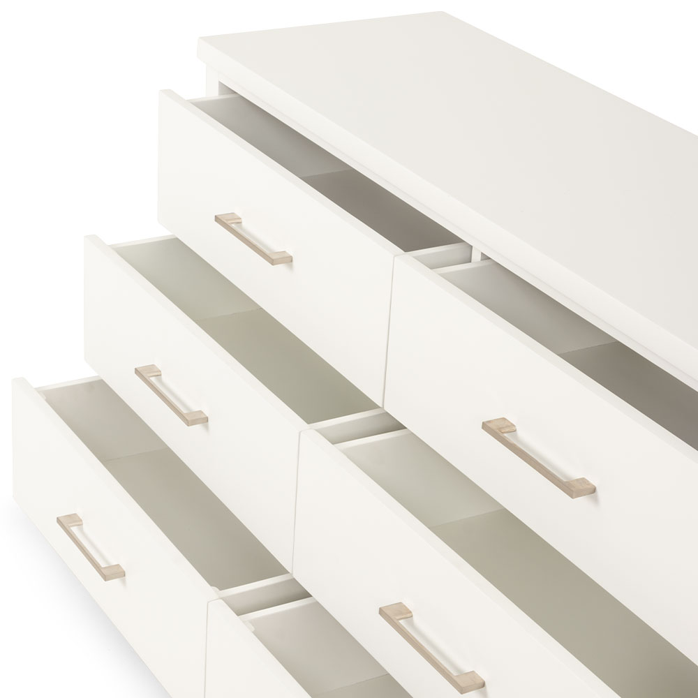 Miller 6 Drawer Lowboy, White