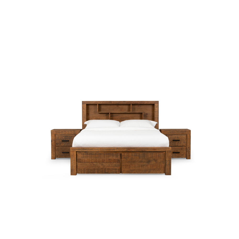 Prima 4 Piece Bedroom Set with 2 Drawers Queen Bed Frame