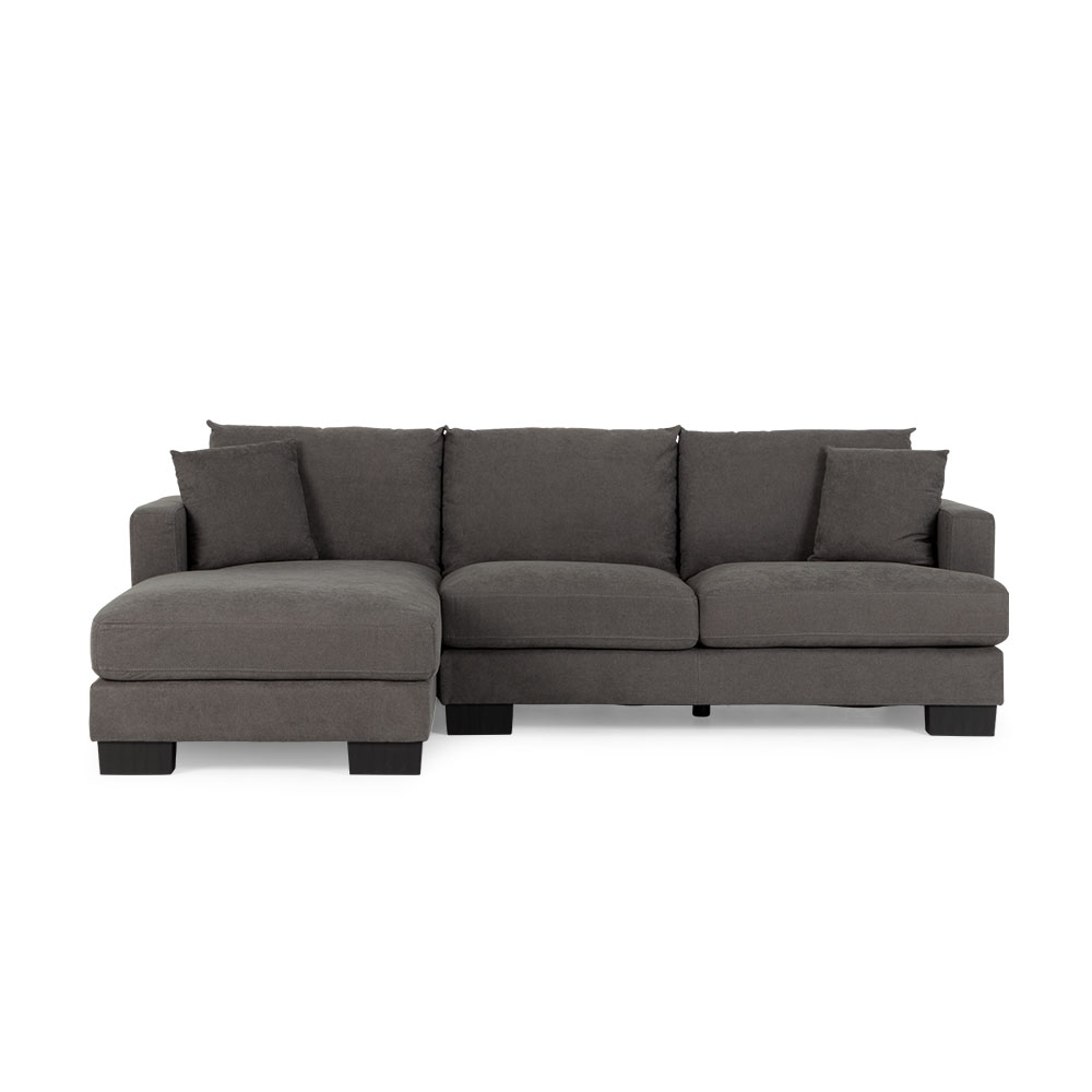 Tasman Left Hand Facing Chaise Sofa, Dark Grey