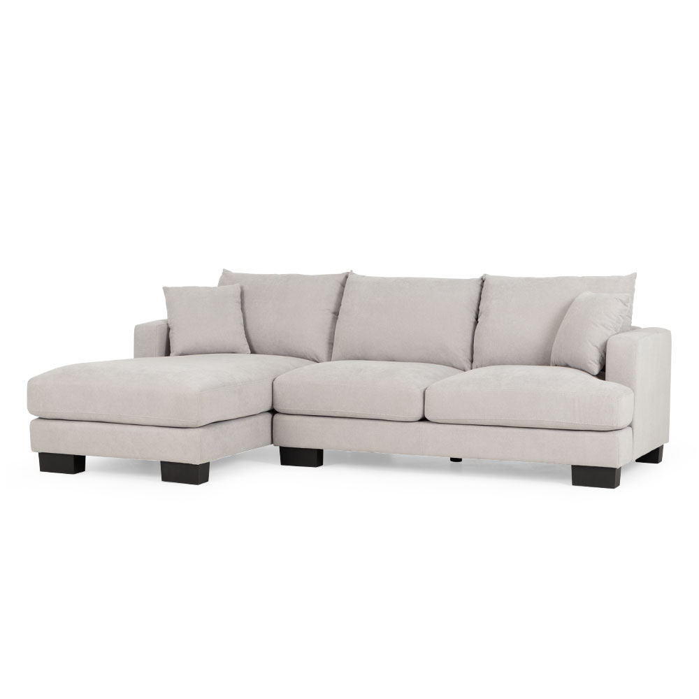 Tasman Left Hand Facing Chaise Sofa, Light Grey